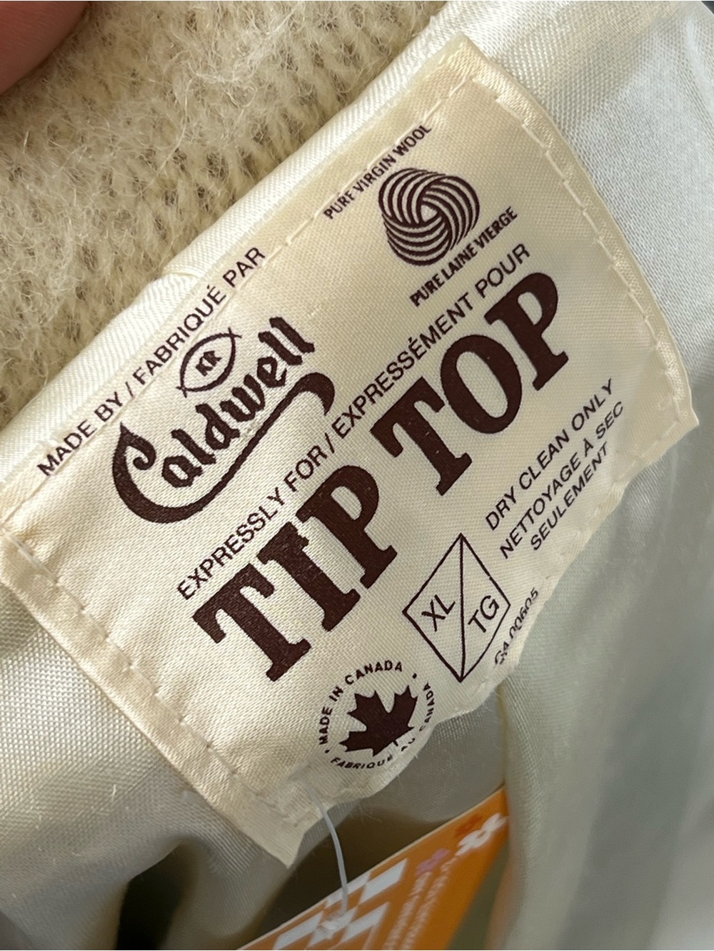 Caldwell TipTop Pure Virgin Wool Zip-Front Cozy Jacket MADE IN CANADA - Picture 5 of 6